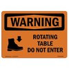 Signmission Safety Sign, OSHA WARNING, 7" Height, 10" Width, Aluminum, Rotating Table Do Not Enter, Landscape OS-WS-A-710-L-12387